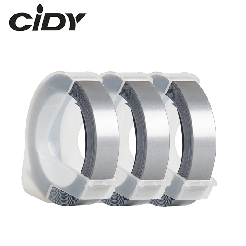 CIDY 3 рулона 9 мм * м Dymo 3D пластиковые Серебристые тисненые ленты для изготовления