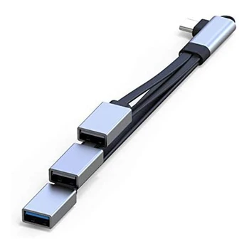 

USB C Hub, Type-C Cable OTG Adapter with 3 USB Ports, USB C Portable Extension Cable for Mobile Phones Computers,Elbow