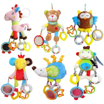 

JJOVCE Newborn Baby Boy Girl Cute Cotton Hanging Rattles Infant Animal Owl Bear Monkey Hand Bell Kids Plush Toy Development Gift