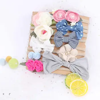 

10pcs/lot Fashion Headband Baby Girls Elastic Hairband Infant Toddler Solid Bow Kids Rabbit Ear Head Band Hair Accessories