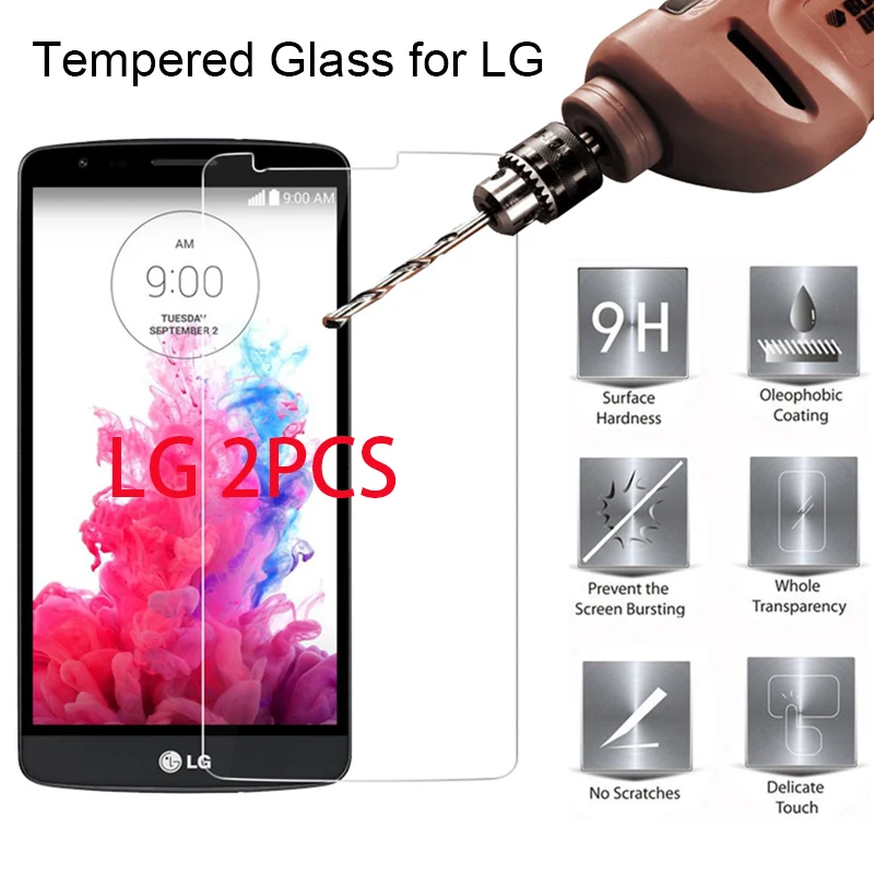 

2pcs Screen Protector For V40 ThinQ X Power 2 X Screen 9H Hardness Smartphone Protective Glass for LG Stylus 2 3 V10 V20 V30