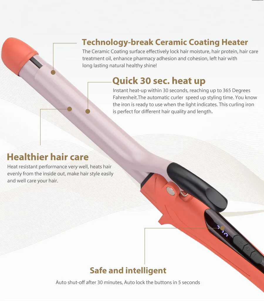 Technology-break fiberglass heater,Quick 30 sec. heat up,Healthier hair care,Safe and intelligent,Swivel cord