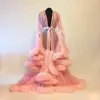 Luxury Sexy Lace Night Robe Women Kimono Night Maxi Dress Gown Mesh Long Sleeve Fur Babydoll Party Sleepwear Nightgrown Robes ► Photo 2/5