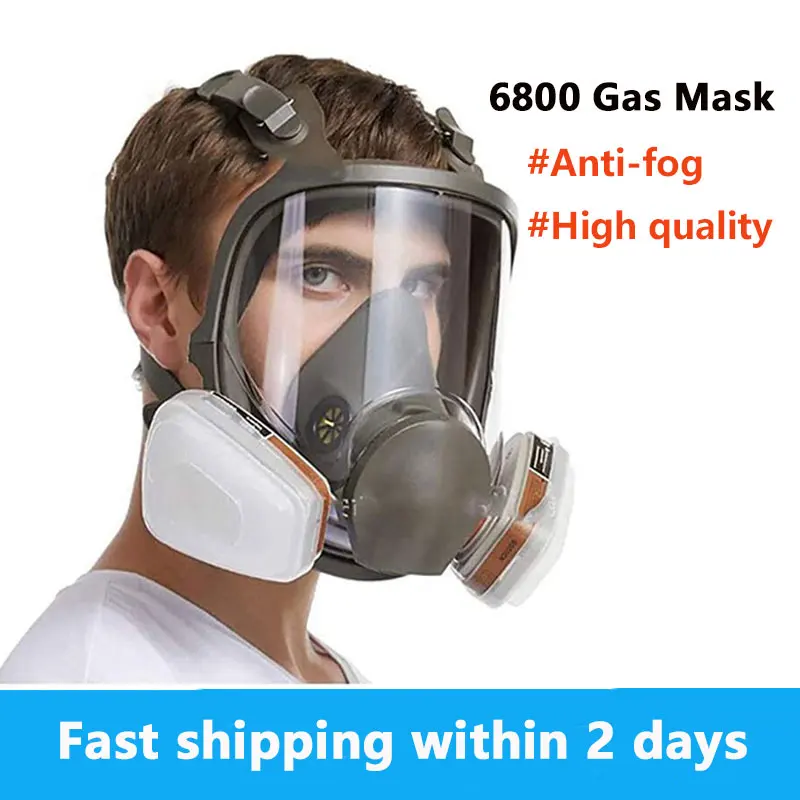 Mejor vendedor  Respirador de cara completa antiniebla, mascarillas de Gas para pulverización de pintura industrial con filtros, protección de seguridad para trabajo de formaldehído, 6800 Erb1emWGV0a