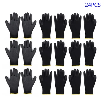 

12/24 Pairs Antistatic Safety Coating Work Gloves Builders Grip Palm Protector