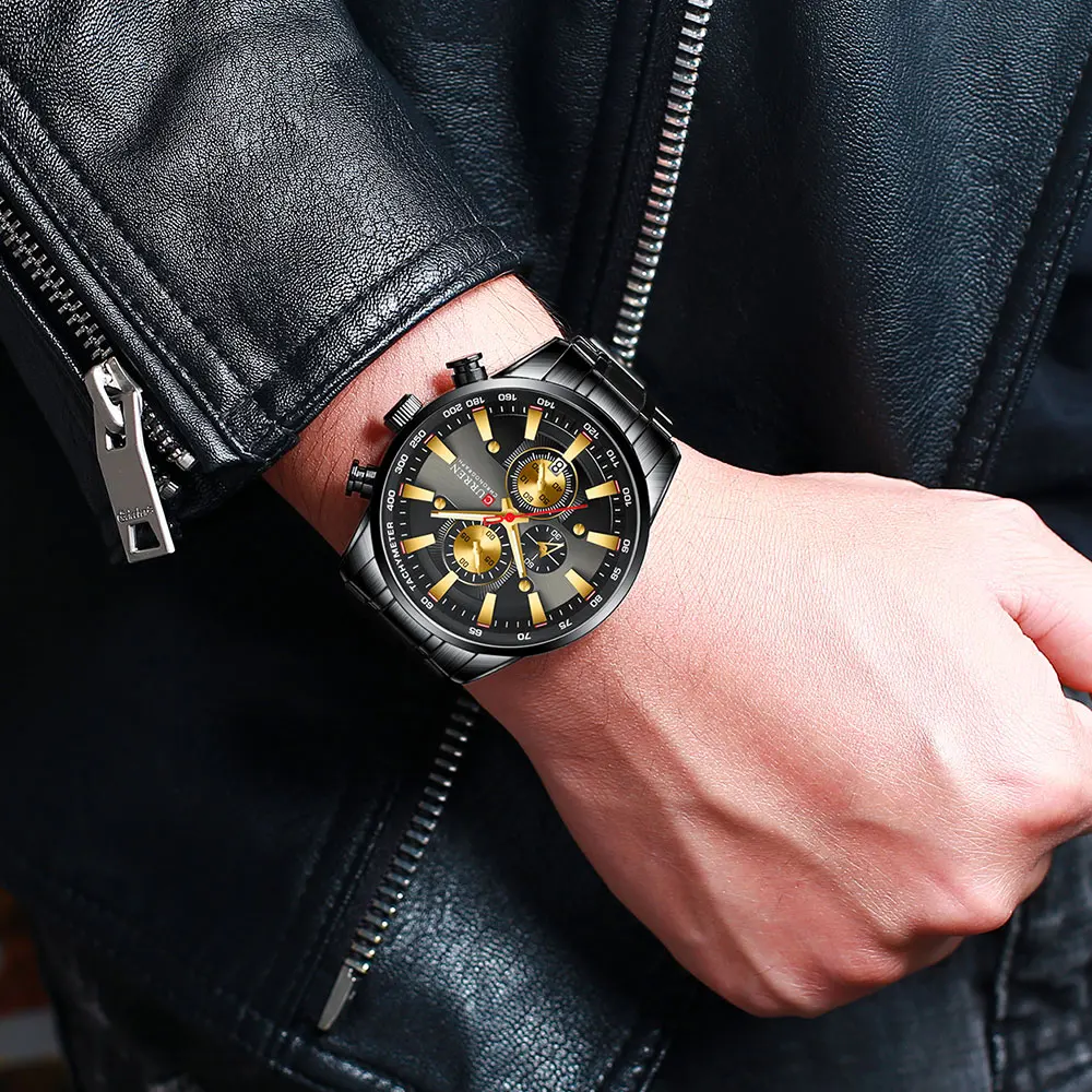 CURREN часы мужские наручные часы с ремешком из нержавеющей стали модные кварцевые часы с хронографом светящиеся указатели уникальные спортивные часы