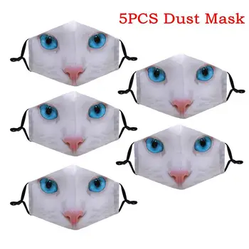 

5pcs Set Cartoon Mask Print Face Masks Cute Reusable Washable Anti Dust Masks Fabric Protective Washable Masks Proof Haze