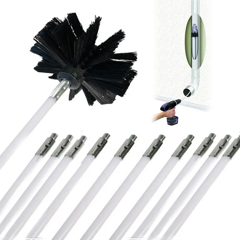 Nylon Brush With 4-12PC Long Handle Chimny Kettle House Cleaner Rotary Fireplace Inner Wall Cleaning Bursh Kitchen Tool | Дом и сад