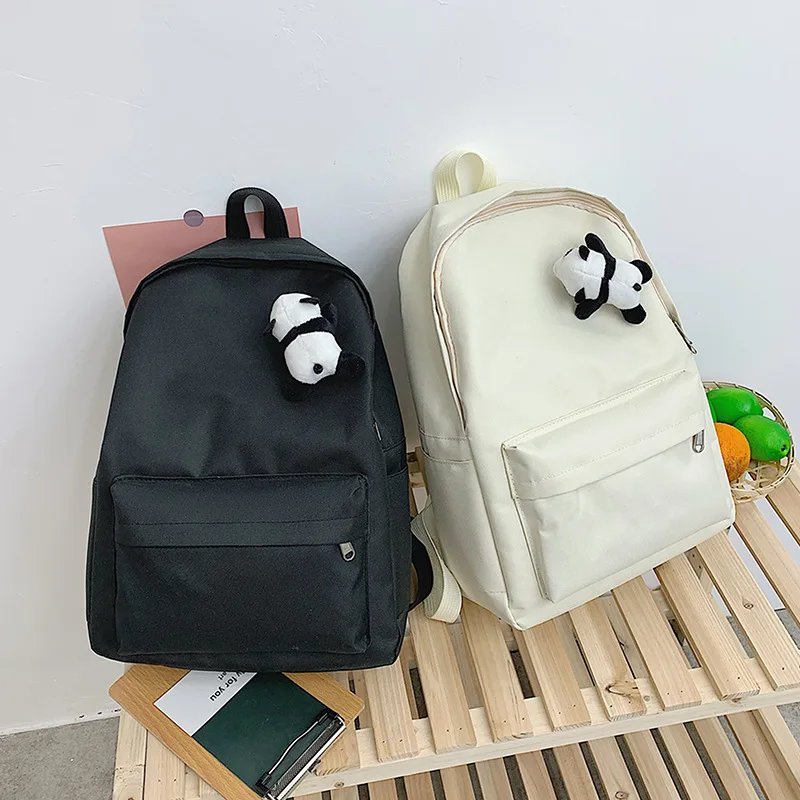 

2020 Korean Women's Multi-functional Fashion All-match Campus Student Canvas Bear Backpack Large Capacity Travel Backpacks