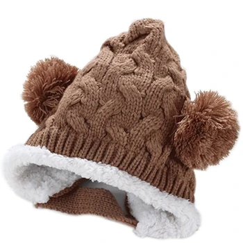 

Keep ear warm!Baby Bonbon Pointed Knit cap knit hat Girl boy baby kids children knit winter hat (Coffee)