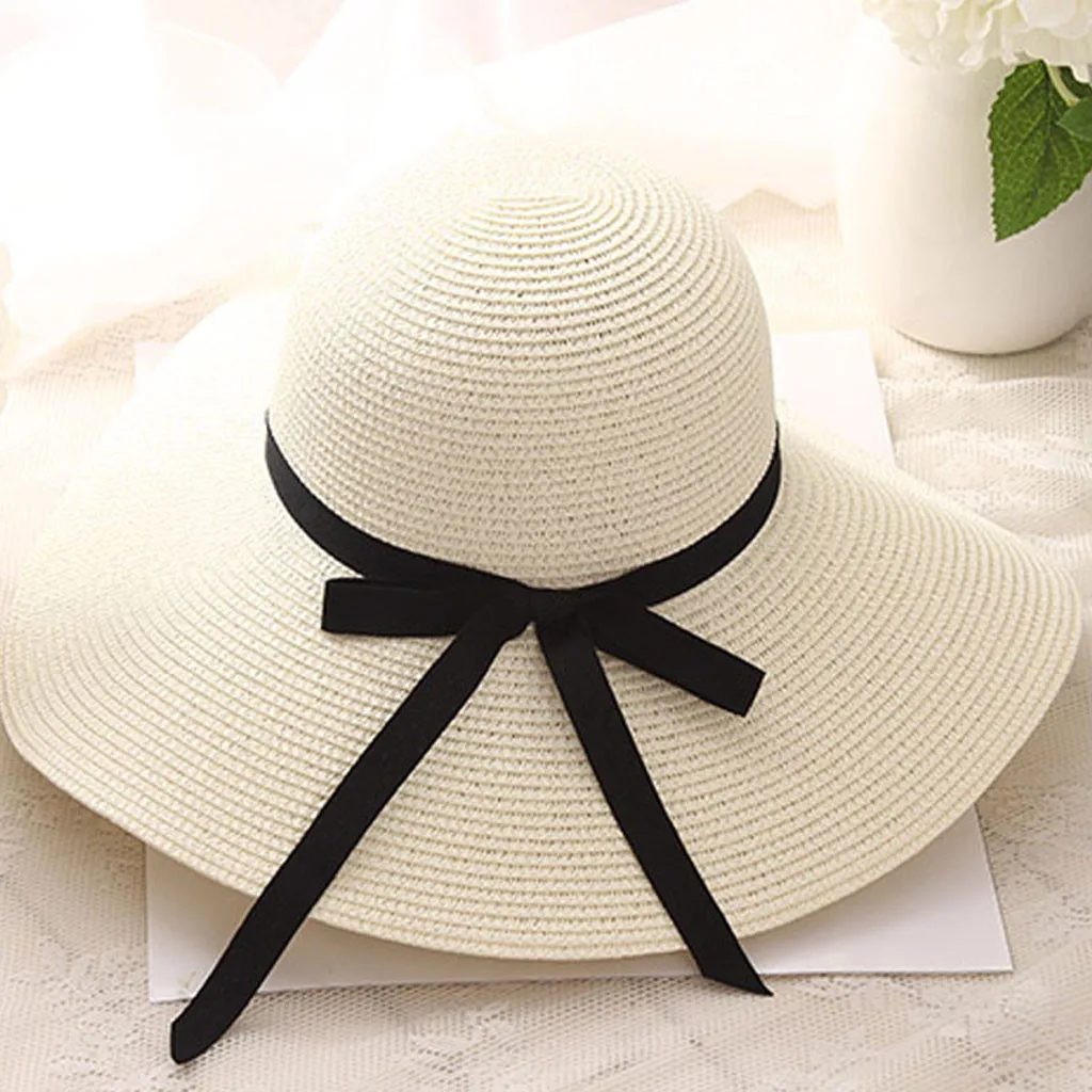 Летняя соломенная шляпа для женщин с большими широкими полями, пляжная шляпа, шляпа от солнца, складная Солнцезащитная шляпа с защитой от УФ-излучения, Панама, Bone Chapeu Feminino d