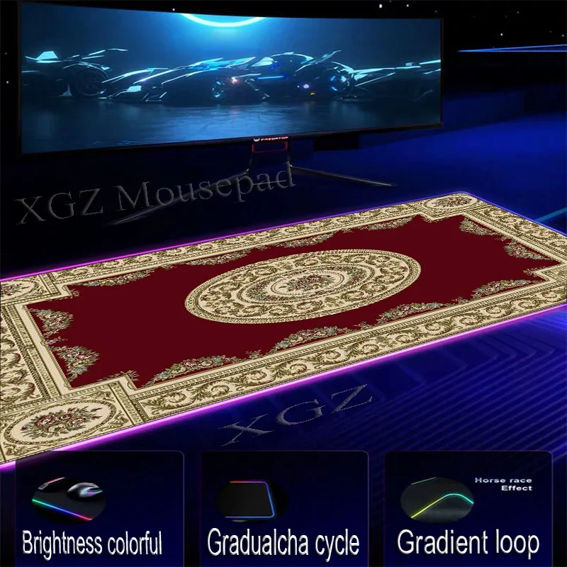 XGZ для аниме на заказ большой RGB коврик для мыши черный замок-край ретро красный персидский ковер компьютерная клавиатура стол коврик резиновый нескользящий