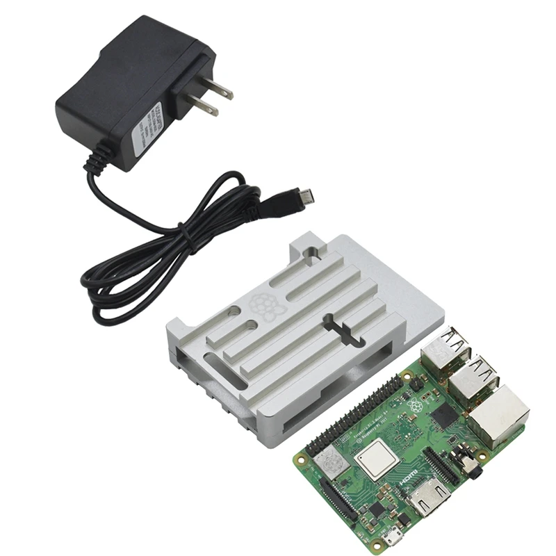 Для Raspberry Pi 3 Model B+(Plus) плата+ алюминиевый корпус с ЧПУ+ адаптер питания 5V 2.5A с Wifi и комплект Bluetooth Us Plug