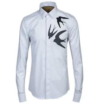 

Swallow Resin Printing Classic Money Trend Youth Shirt Male Brand Men Shirt 2020 Men's Wear Brand