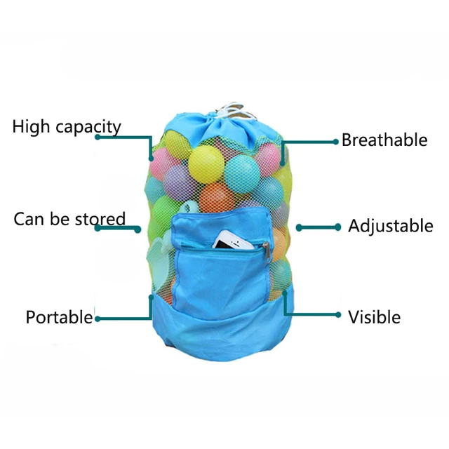 Children Beach Sand Toy Net Bag Folding Sundries Mesh Baby Storage Backpack Protable Mesh Bag Storage Outdoor Swimming Bags 2
