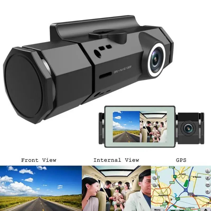 Durable Car DVR Camera Multi-function J1 HD 1080P Dashcam Dual Lens GPS Track Night Vision Car DVR Dashboard Camera