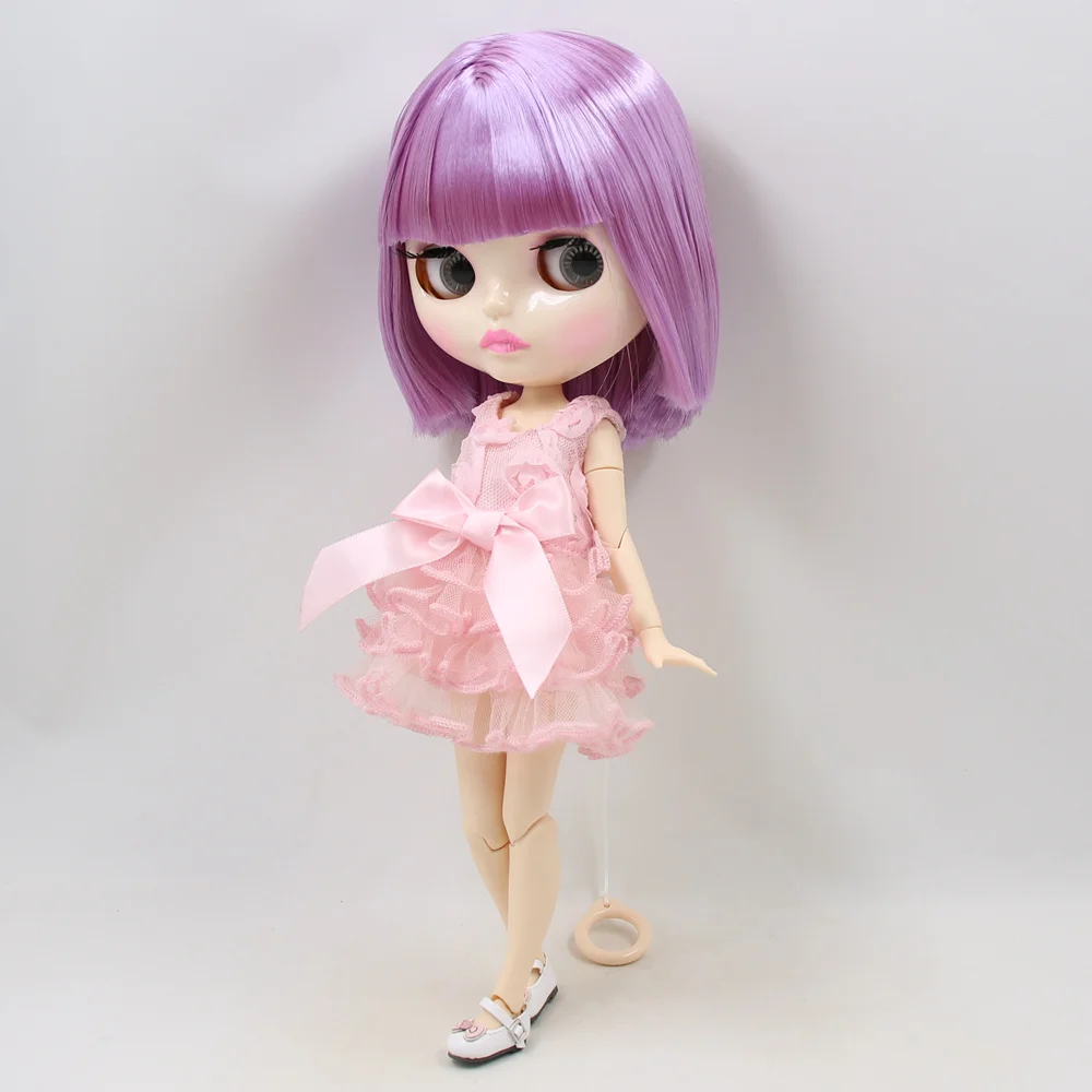 Кукла Blyth ICY DBS 30 см белая кожа крутые фиолетовые короткие волосы с/без челки 1/6
