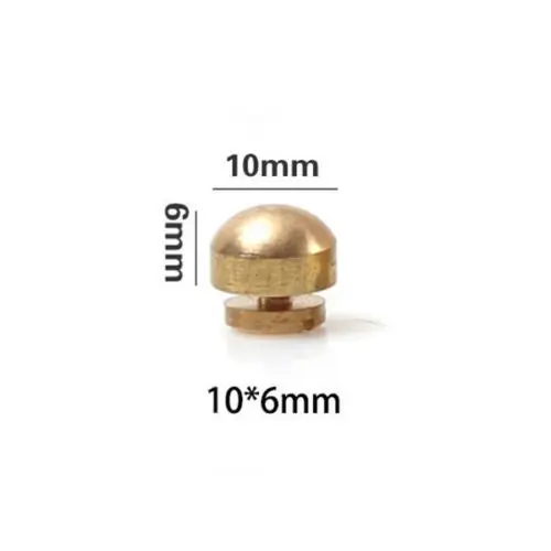 Round head 10x6mm 20 шт твердая латунная Сумочка ножные гвозди кнопка с пружинным зажимом в форме ведра заклепки кожаный мешочек ручного изготовления кошелек сумочка украшение - Цвет: Round head 10x6mm