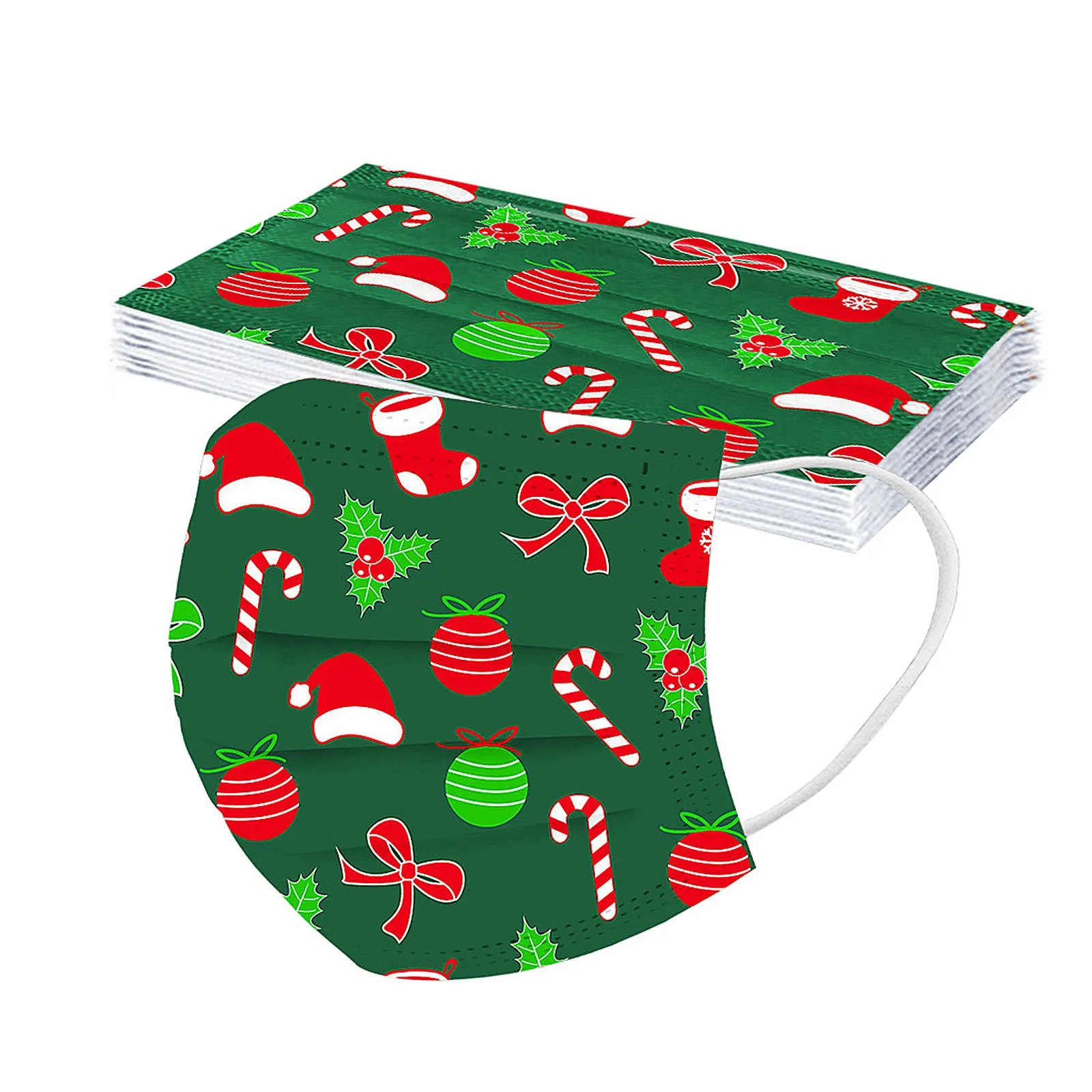 Mascarilla desechable no tejida de 3 capas para niños, máscara protectora para la boca de Navidad, 10 Uds.