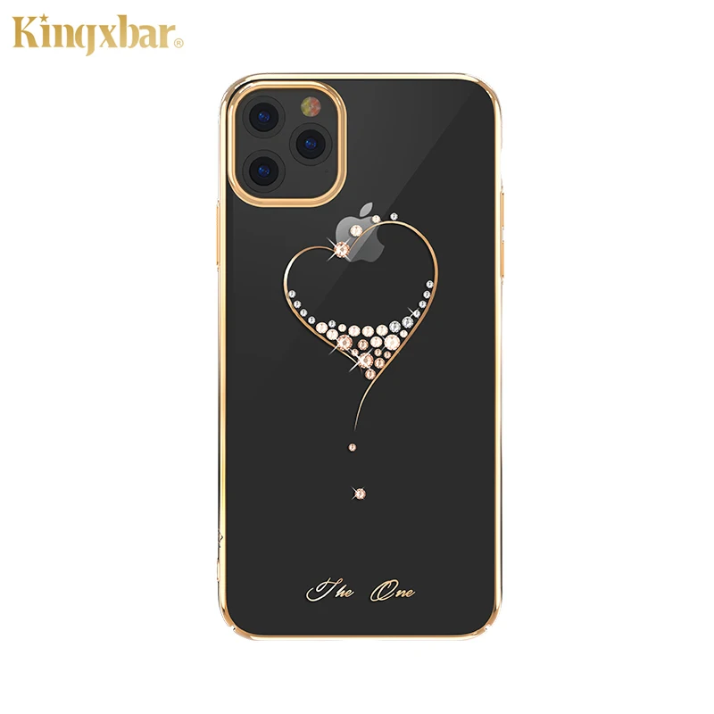 Украшенный кристаллами Swarovski чехол для телефона для iPhone 11/Pro/Max модные стразы в форме сердца твердый покрытый чехол-накладка