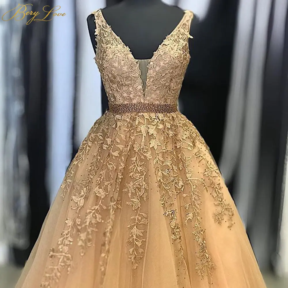 Разноцветные пикантные V платье для выпускного вечера с плиссированным тюлем с отделкой апплике А-силуэта, Длинные вечерние платья с поясом, пояс украшен пришивными крупными стразами Формальные Элегантные платья Vestido - Цвет: Gold