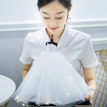 

Creative Valentine's Day Gift Mini Wedding Dress 100% Real Wedding Dress Decoration Gift For Women Miniature Wedding Dress Craft