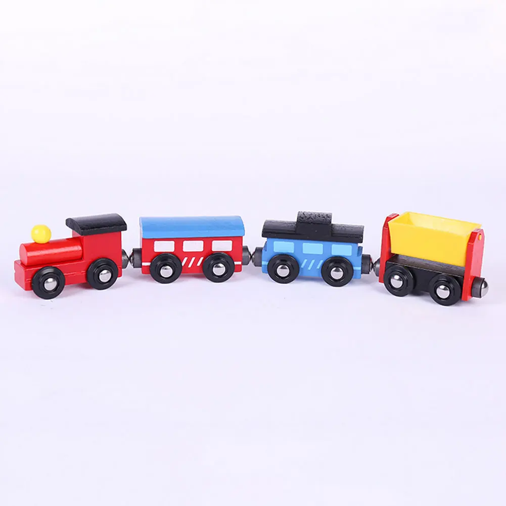 1 комплект Магнитный Деревянный Мини поезд модель кареты раннего интеллектуального развития детские развивающие игрушки для девочек мальчиков подарок - Цвет: B