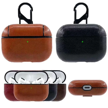 

For AirPods Pro Leather Case 2019 Scratch Resistance Bluetooth Headphones Protective Case For Air Pods Pro Cover Shell With Hook