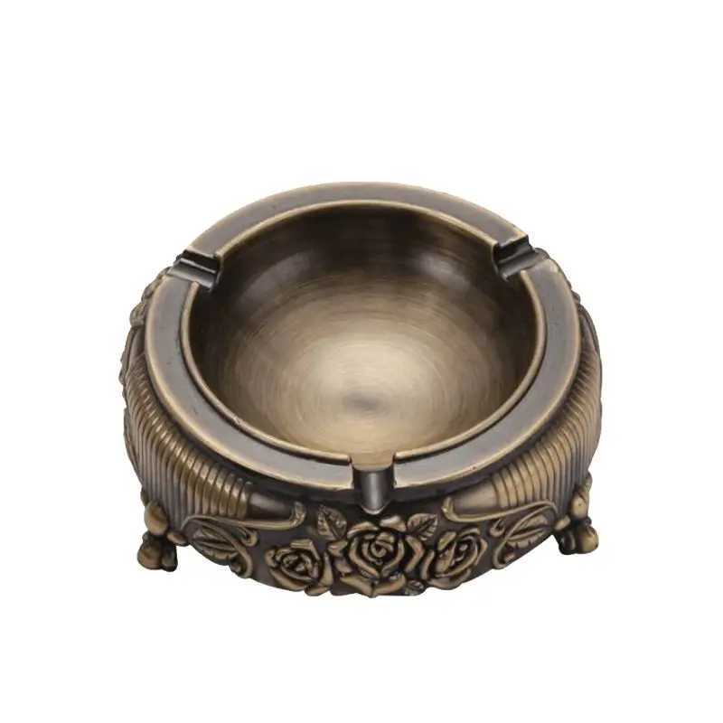 Retro Metal Ashtray Carved Pattern Cigarettes Ash Tray Home Car Smoking The Ashes Accessories