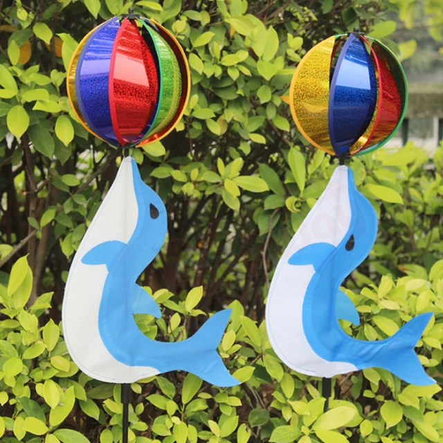 Rainbow Cute Cartoon Animal Dolphin Winnower Kids Toy Wind Spinner Colorful Windmil 1pc 1