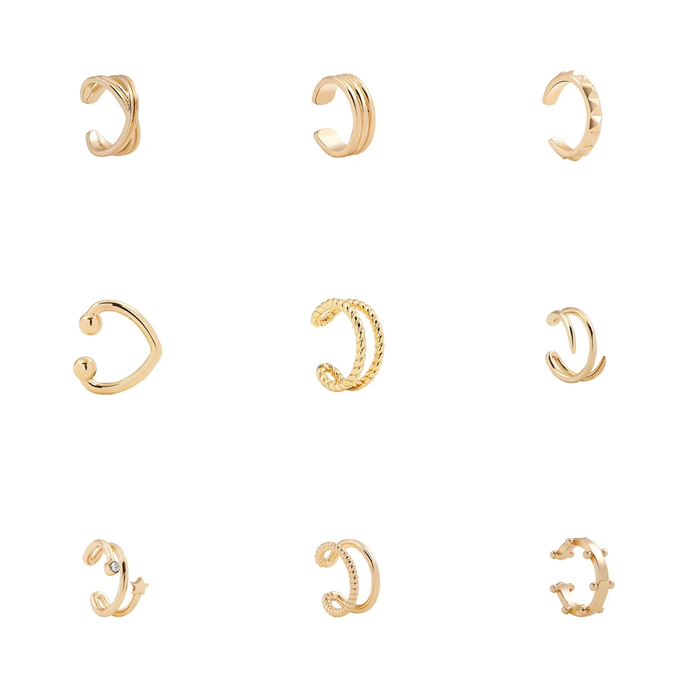 Metal dorado Punk para mujer, arete de oreja de cartílago, Clip para mujer, sin perforaciones, en forma de C, geométrico, pequeño, envoltura para la oreja, Clips, joyería