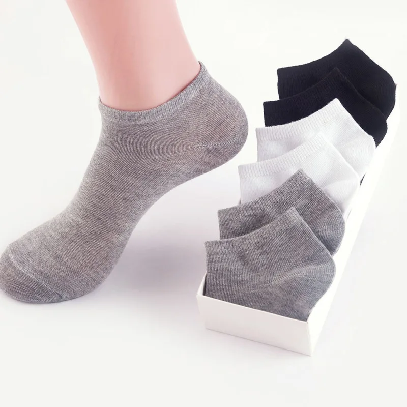 5 Pairs Men & Women Socks Breathable Sports Socks Solid Color Boat Socks Comfortable Cotton Ankle Socks White Black Gray Blend