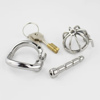 Stainless Steel Stealth Lock Male Chastity Device With Catheter Cock Cage Penis Lock Cock Ring Chastity Belt 2