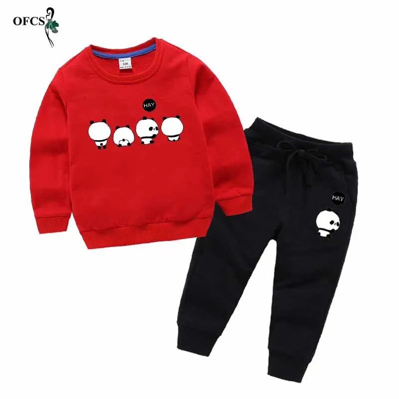 Комплекты детской одежды флисовая верхняя одежда с длинными рукавами и рисунком для маленьких детей куртка с капюшоном детская спортивная футболка+ штаны комплекты одежды для мальчиков - Цвет: Red add Black