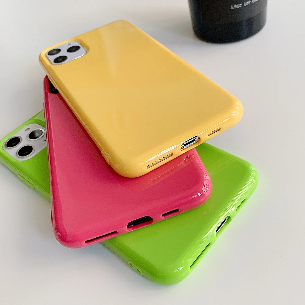 Флуоресцентный зеленый однотонный чехол LOVECOM для телефона iPhone 12 Mini 11 Pro Max XR X XS 7 8