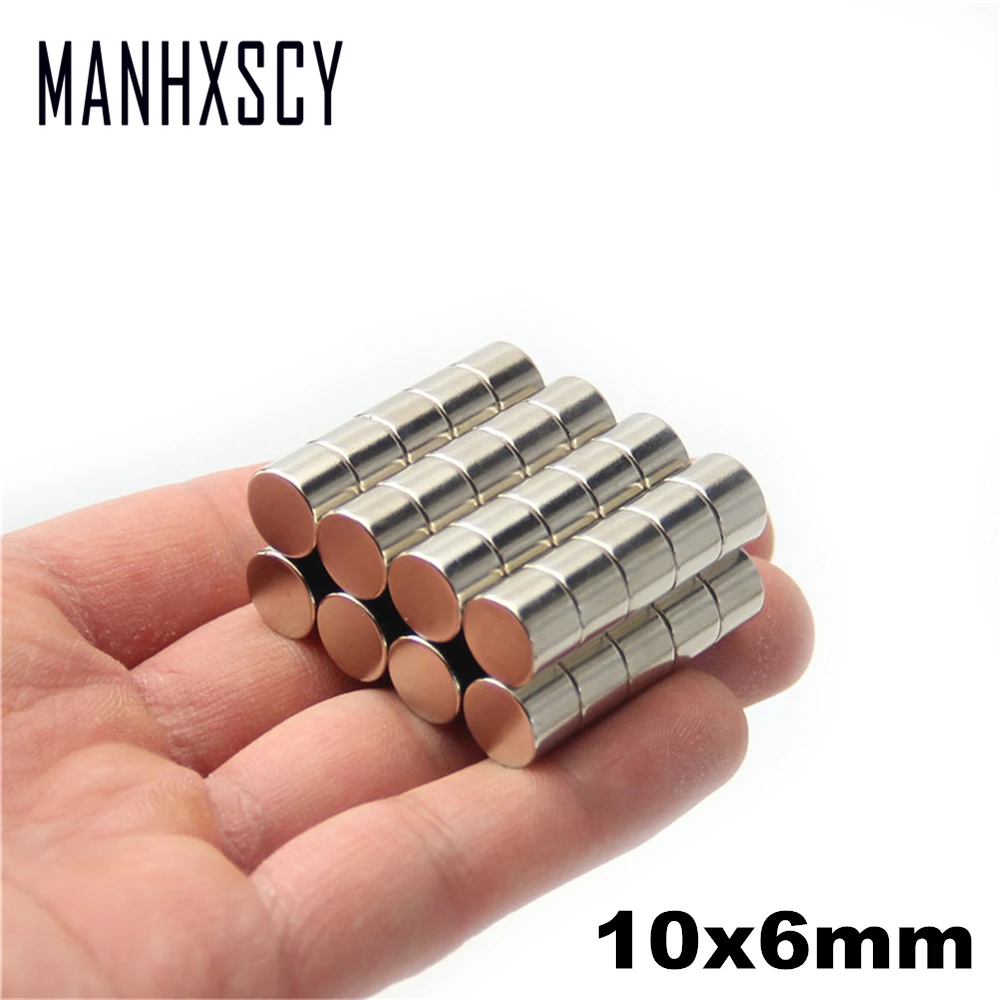 

50pcs Neodymium N35 Dia 10mm X 6mm Strong Magnets Tiny Disc NdFeB Rare Earth For Crafts Models Fridge Sticking magnet 10x6mm