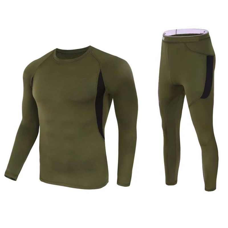 

Men's Thermal Underwear set long johns Fleece lined Ultra Soft Compression tights Underwear 2020 New Track suit Men sportswear