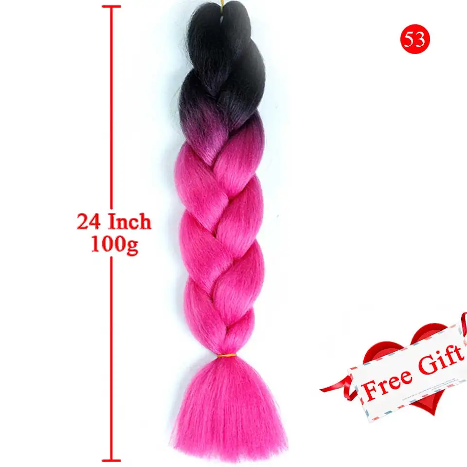 MEIFAN Для женщин 24 дюйма, вязанные крючком косички, 100 г/упак. эффектом деграде(переход от темного к синтетические волосы крупное плетение волос волосы для наращивания для девочек - Цвет: BR02-53