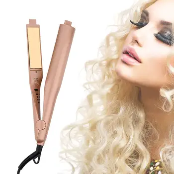 

2 In 1 Flat Iron Hair Straightener and Curler Gold Twist Curling Straightening Iron Titanium Pro Hair Curler Hair Styling Tools