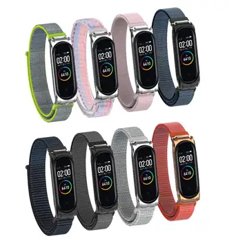 

Replacement Watch Band For Mi Band 4 3 Smart Band Metal Shell Nylon Wristband Watch Strap For Xiaomi Mi Band 3 4 Smart Bracelet