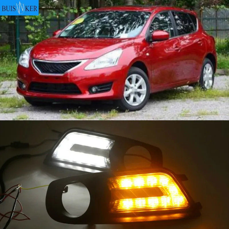 

1Pair For Nissan Tiida 2011-2015 Front LED Daytime Light Running Light DRL Flashing Day light Fog Lamp cover Frame