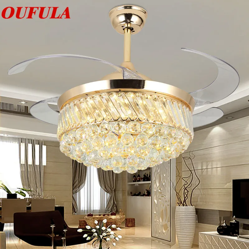 

OULALA Modern Ceiling Fan Lights Lamps Remote Control Invisible Fan Blade For Dining Room Bedroom Restaurant