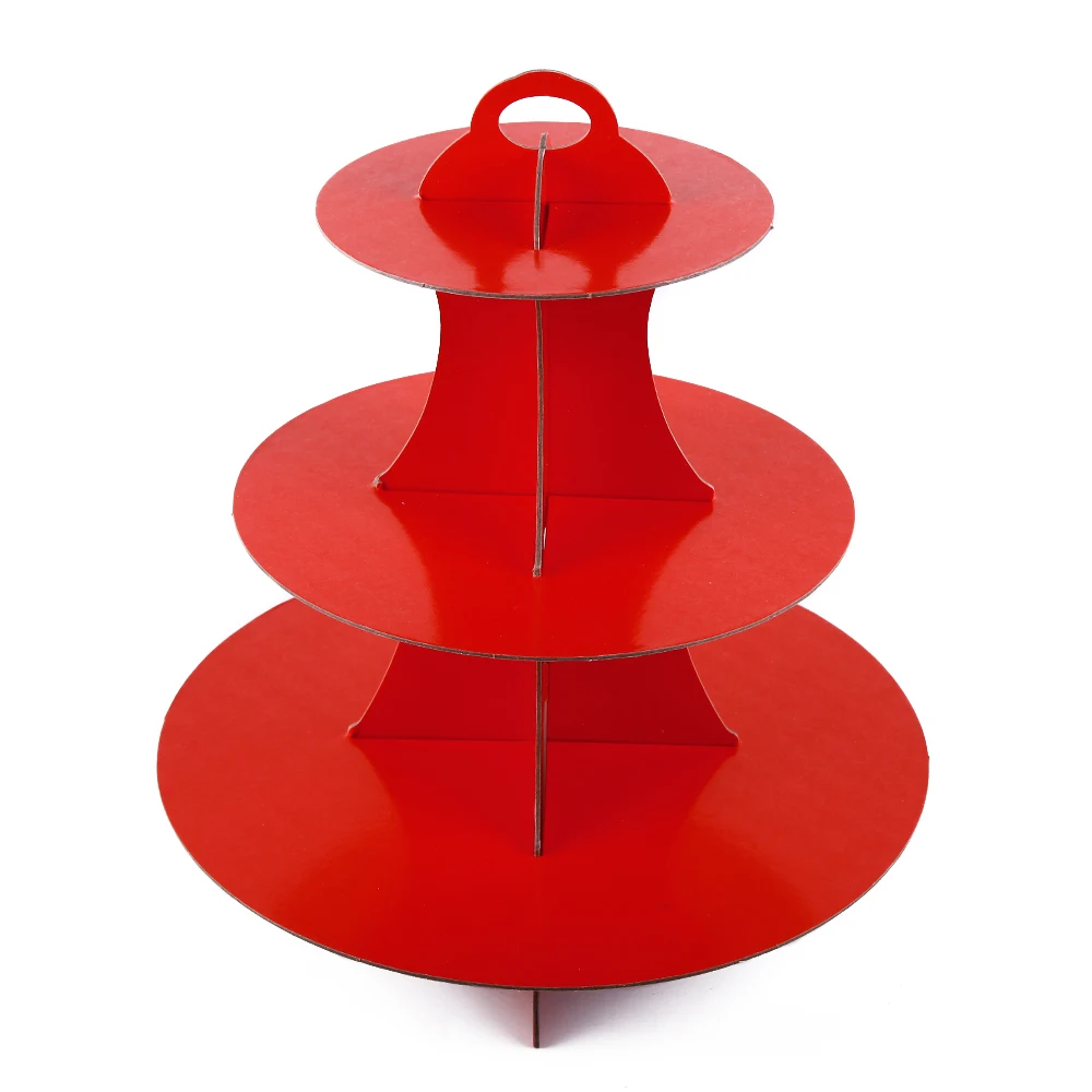 RoundCardboardCakeStand3LayerCupcakeStandVermelho3048cmde