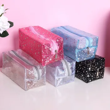 

New PVC Transparent Frosted Cosmetic Bag Large Capacity Waterproof Wash Bag Sequin Fashion Multi-function Hand Storage Bag