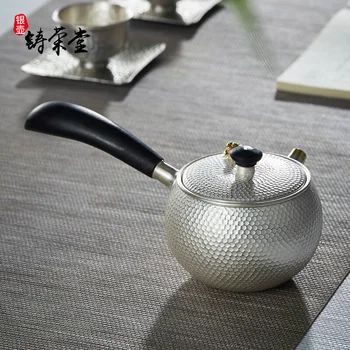

Silver pot 999 sterling silver handmade teapot, kettle, Kung Fu tea set, side handle pot with filtered tea