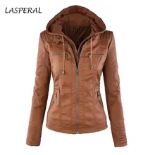 LASPERAL куртка из искусственной кожи женские толстовки Готический мотоцикл Базовая куртка из искусственной кожи Верхняя одежда с капюшоном на молнии водонепроницаемое Женское пальто