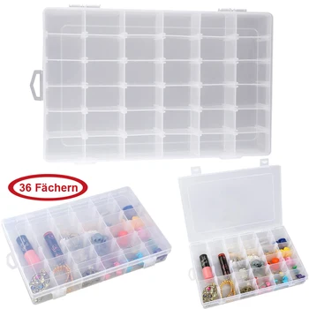 

OULII 1pc Jewelry Box 36-Grid Portable Adjustable Plastic Storage Container for Living Room