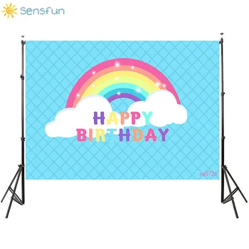 

Sensfun Cartoon Fantasy Rainbow Birthday Party Photography Backdrop Baby 1st Birthday Background Photo Booth Props Vinyl Banner
