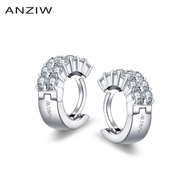 

Fashion 925 Sterling Silver Round Cut CZ Double Row Drill Earrings Silver Earring for Women Wedding Party Jewelry