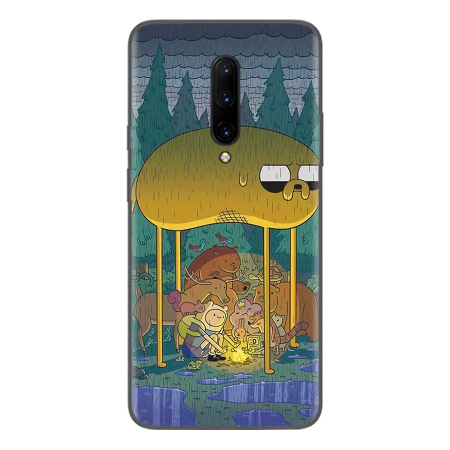 Adventure Time Finn Jake Black Case for Oneplus 7Pro 1+7 Pro 6 6T 5 5T 3 3T Art Gift Patterned Soft Phone Cover Coque